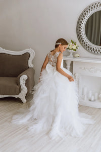 Solana lace satin flower girl dress