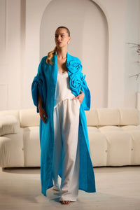 Aura Elegant Linen Pants with Cardigan Set