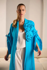Aura Elegant Linen Pants with Cardigan Set