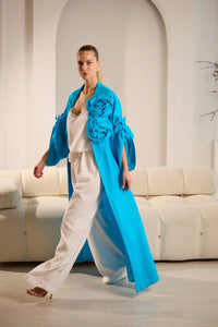 Aura Elegant Linen Pants with Cardigan Set